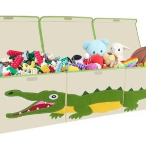 Kid Large Toy Box for Boy and Girl Cute Toddler Toy Storage Bin with Lid Baby Toy Chest Room Decor Organizer Basket (crocodile)