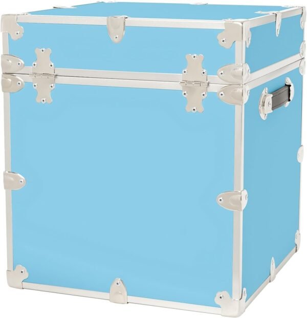 Rhino Trunk & Case Leather Embossed Vinyl Cube Trunk, College Chest, Home Storage, Dorm Seat, Lockable Student Footlocker, Strong Trunks, 1000+ Pounds Sitting Capacity 18"x18"x20" (Sky Blue) - Image 9