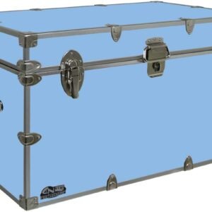 C&N Footlockers – XL Graduate Storage Trunk – Made in the USA – STEEL Footlocker for College Dorm Room & Summer Camp – 32 x 18 x 18.5 Inches (Light Blue)