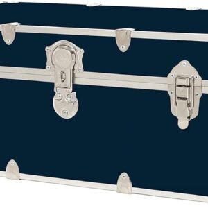 Rhino Trunk & Case Large Armor College Trunk – Secure Dorm Storage Chest – Ideal Footlocker for Students – Strong Trunks with 1000+ Pounds Sitting Capacity 32″x18″x14″ (Navy Blue)