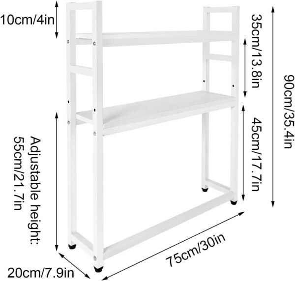 LOYALHEARTDY Computer Desktop Bookcase, 2-Tier Multipurpose Countertop Hutch Display Shelf Desk Storage Countertop Hutch Bookshelf Metal Adjustable Desk Shelf Organizer for Home Dorm Office Supplies - Image 2