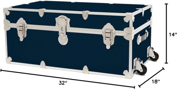 Rhino Trunk & Case Large Leather Embossed Vinyl Trunk with Removable Wheels, Summer Camp, College, Storage 32"x18"x14" (Navy Blue) - Image 10