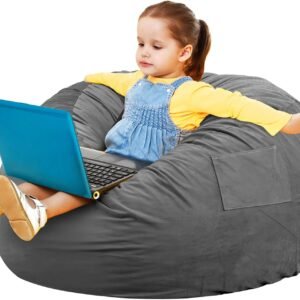 Sweetcrispy Bean Bag Chair for Kids/Teens, Oversized Beanbag for Gaming Reading Foam Filled Couch Furniture with Soft Removable Cover, Giant Comfy Sofa for Living Room Bedroom College Dorm, 3 Feet