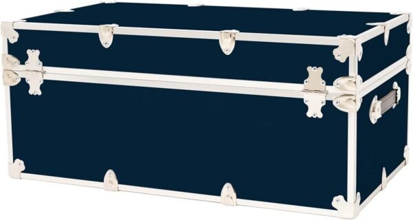 Rhino Trunk & Case Large Leather Embossed Vinyl Trunk with Removable Wheels, Summer Camp, College, Storage 32"x18"x14" (Navy Blue) - Image 6