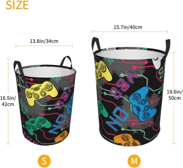 Video Game Controller Background Round Laundry Hamper Colorful Gaming Joysticks Storage Basket Toys Clothes Organizer Bin For Home Bathroom Bedroom Dorm Nursery, 38l - Image 5