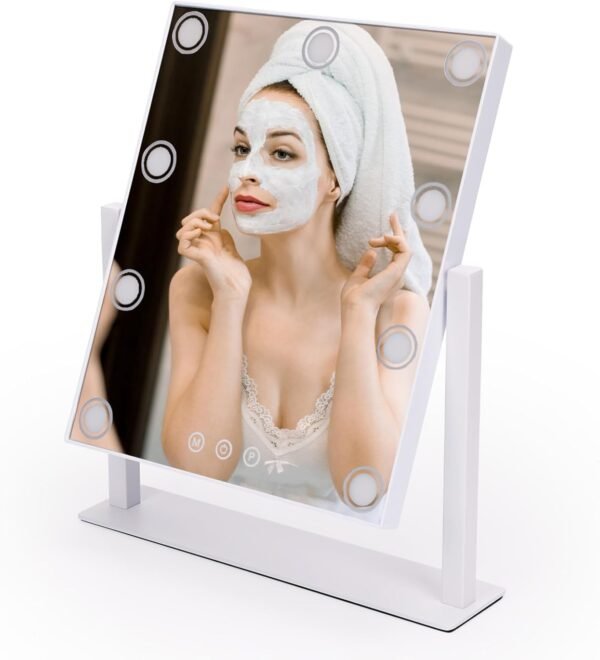 EYMPEU Vanity Mirror with Lights, Hollywood Makeup Mirror with 3 Color Light Modes and 9 Dimable Built in LED Bulbs, Free Rotation Touch-Sensitive Controls Lighted LED Makeup Mirror - Image 7
