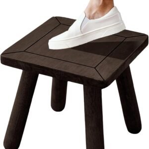 Small Wooden Step Stool for Kids Plant Stool with Non-Slip Foot Mat Portable for Sitting Bathroom Furniture Decor Toddler Training 1 Pack Brown Size 9 “