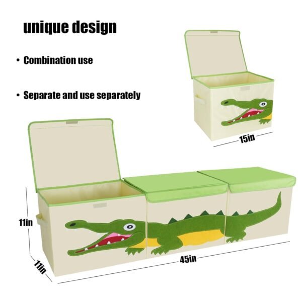 Kid Large Toy Box for Boy and Girl Cute Toddler Toy Storage Bin with Lid Baby Toy Chest Room Decor Organizer Basket (crocodile) - Image 2