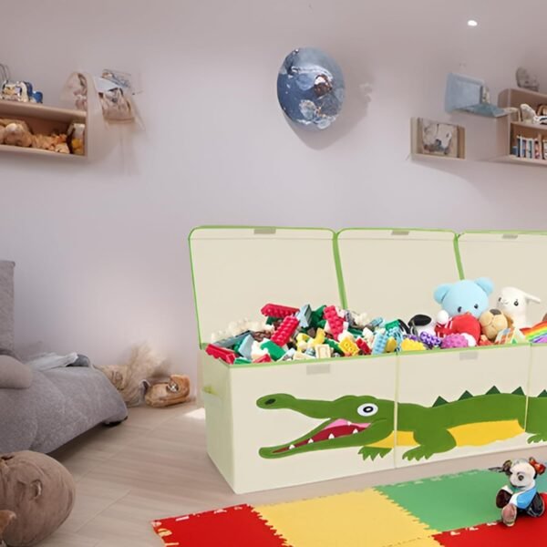 Kid Large Toy Box for Boy and Girl Cute Toddler Toy Storage Bin with Lid Baby Toy Chest Room Decor Organizer Basket (crocodile) - Image 5