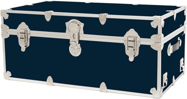 Rhino Trunk & Case Large Leather Embossed Vinyl Trunk with Removable Wheels, Summer Camp, College, Storage 32"x18"x14" (Navy Blue) - Image 7
