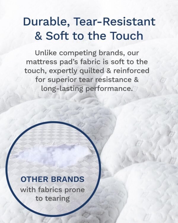 ViscoSoft Twin Fiberfill Pillow Top Mattress Topper Pad - Soft Overstuffed Premium Support - Quilted Pillow Top - Deep 18" Pocket for Secured Fit (Viscose Derived from Bamboo, Twin) - Image 6