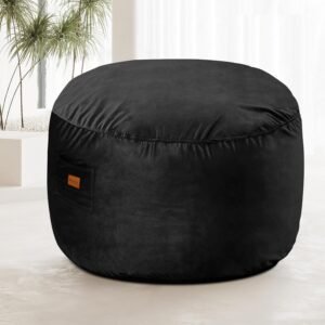 RAINBEAN Bean Bag Chair,Deluxe Velvet Super Soft Lazy Sofa Fur with Memory Foam Filled,Comfortable Adult Bean Bag Chair for Living Room Bedroom College Dorm (28.7in/Black)