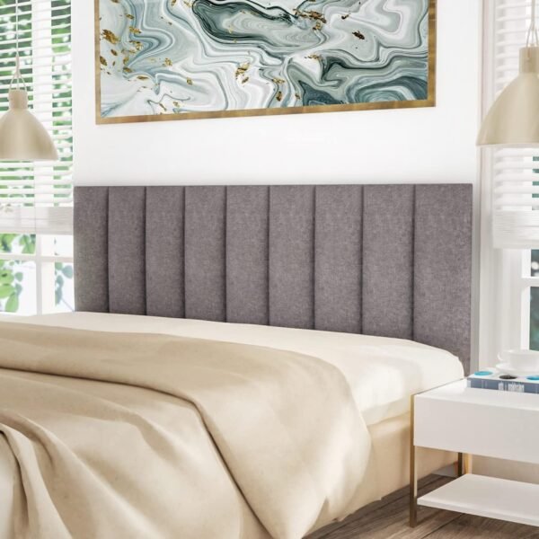 Tbfit Upholstered Wall Mounted Headboard Bed, Peel and Stick Soundproof Headboards, Tufted Floating Dorm Bed Headboard, Each Panel Sized 10” x 24” (Grey, 12)