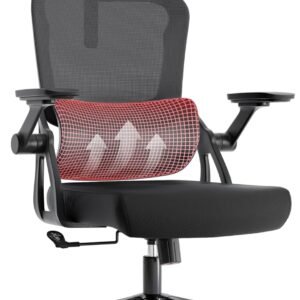 Ergonomic Office Chair – 500LB Comfy Desk Chairs with Headrest and Lumbar Back Support, Heavy Duty Mesh Computer Chair with Wheels and Arms for Home Office, Bedroom, Study and College Dorm