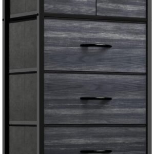 YITAHOME Fabric Dresser with 5 Drawers – Storage Tower with Large Capacity, Organizer Unit for Bedroom, Living Room & Closets – Sturdy Steel Frame, Wooden Top & Easy Pull Fabric Bins