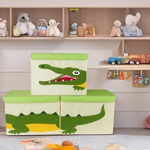 Kid Large Toy Box for Boy and Girl Cute Toddler Toy Storage Bin with Lid Baby Toy Chest Room Decor Organizer Basket (crocodile) - Image 7