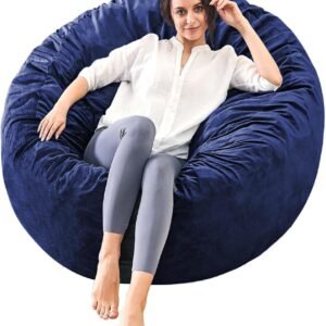 Bean Bag Chairs – Memory Foam Furniture BeanBag Chair – Kids/Teens Sofa with Soft Micro Fiber Cover – Round Fluffy Couch for Living Room Bedroom College Dorm