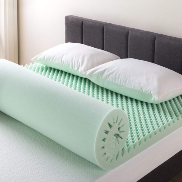 Best Price Mattress 3 Inch Egg Crate Memory Foam Mattress Topper with Calming Aloe Infusion, CertiPUR-US Certified, Queen Green - Image 3