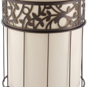 iDesign Vine Metal and Plastic Wastebasket Trash Can Garbage Can for Bathroom, Bedroom, Home Office, Kitchen, Patio, Dorm, College, Vanilla Tan and Bronze