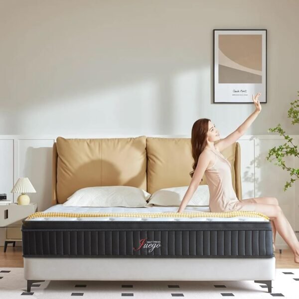 Juego King Memory Foam Mattress, King Size Mattress 12 inch King Mattress in a Box, Medium Firm Mattress Hybrid Mattress with Individual Pocket Spring for Pressure Relief - Image 3