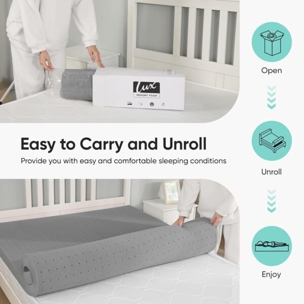 3 inch Twin XL (39"x80") Gel Memory Foam Mattress Topper Ventilated Soft Mattress Pad, Bed Topper, CertiPUR-US Certified, Twin XL Size, Gray - Image 9