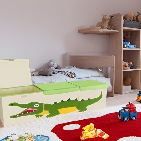 Kid Large Toy Box for Boy and Girl Cute Toddler Toy Storage Bin with Lid Baby Toy Chest Room Decor Organizer Basket (crocodile) - Image 6