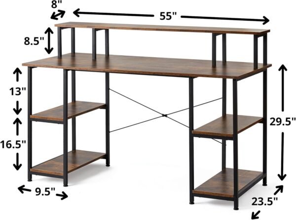 DormCo Suprima® Desk - Dual Monitor Height Organizer - Mahogany - Image 3