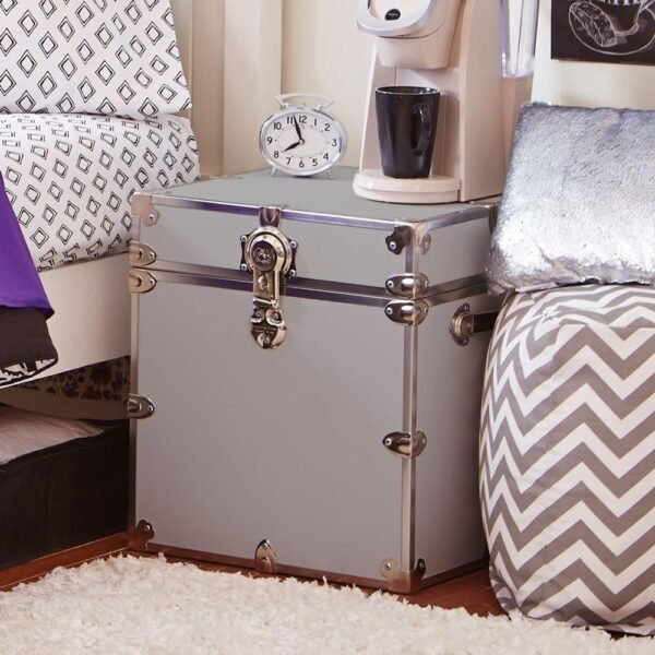 Rhino Trunk & Case Leather Embossed Vinyl Cube Trunk, College Chest, Home Storage, Dorm Seat, Lockable Student Footlocker, Strong Trunks, 1000+ Pounds Sitting Capacity 18"x18"x20" (Sky Blue) - Image 7