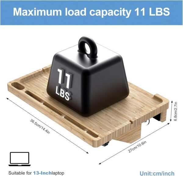Bedside Shelf for Bed, Bedside Tray Table for Dorm Room Top Bunk Bed and Lofts, Floating Nightstand Organizer Storage Table, Bed Shelf with Organizer for iPad and Earbuds and Cable Catch, Natural - Image 2