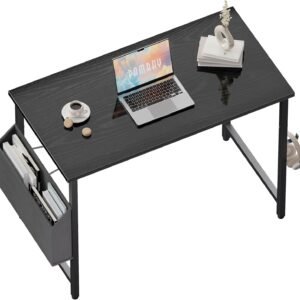 Pamray 32 Inch Computer Desk for Small Spaces with Storage Bag, Home Office Work Desk with Headphone Hook, Small Office Desk Study Writing Table