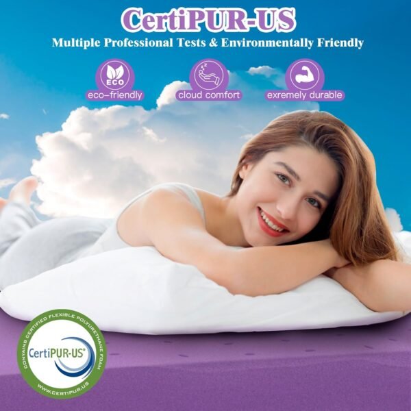 3 Inch Memory Foam Mattress Topper, Cooling Gel Mattress Topper for Full(54"x75") Size Bed, Soft Mattress Topper,Back Pain Pressure Relief, Ventilated, No Flavor, CertiPUR-US Certified - Image 5