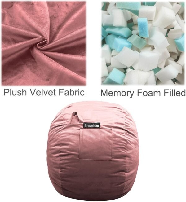 Bean Bag Chairs, Memory Foam Bean Bag Chair for Adults/Teens/Kids, Velvet Lazy Sofa Furniture with Removable High-Rebound Memory Foam for Living Room Bedroom College Dorm - Image 4