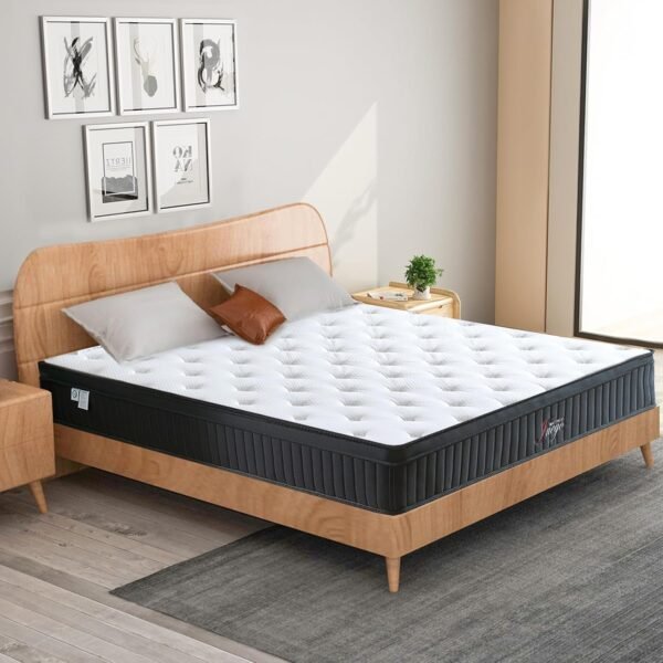 Juego King Memory Foam Mattress, King Size Mattress 12 inch King Mattress in a Box, Medium Firm Mattress Hybrid Mattress with Individual Pocket Spring for Pressure Relief - Image 4
