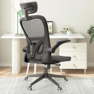 Ergonomic Office Chair,High Back Mesh Computer Desk Chair with Flip-up Arms,Adjustable Lumbar Support&Headrest,Comfy Swivel Rolling Task Chair for Home Office, Study,College Dorm.Black.