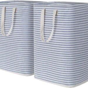 Lifewit 2 Pack Laundry Hamper Large Collapsible Laundry Baskets, Freestanding Waterproof Clothes Hamper with Easy Carry Handles in Laundry Room Bedroom Bathroom College Dorm for Adults, Blue, 2 x 80L