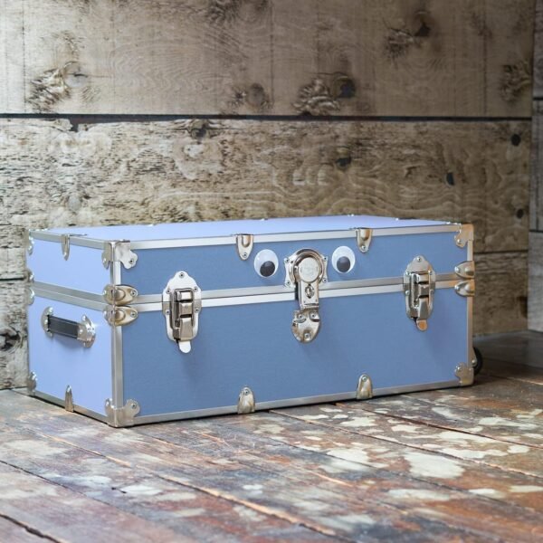 Rhino Trunk & Case Large Leather Embossed Vinyl Trunk with Removable Wheels, Summer Camp, College, Storage 32"x18"x14" (Navy Blue) - Image 9