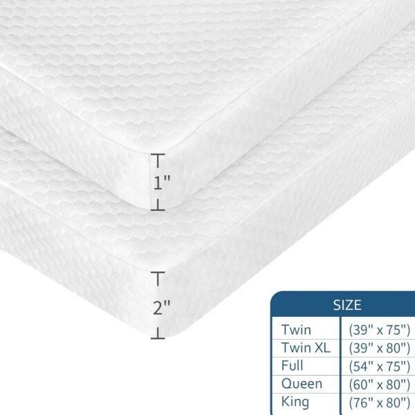 Moonsea King Size Memory Foam Mattress Topper Cover with Zipper, Viscose Made from Bamboo Jacquard and 3D Mesh Backing, Removable and Washable, with Straps - Image 3