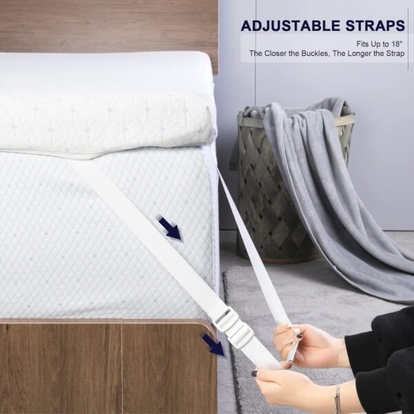 Ferlizer 3 Inch Twin XL Mattress Topper Cover, Bamboo Zippered Cover for Mattress Topper, Twin Extra Long Adjustable Straps, Removable and Washable - Image 4