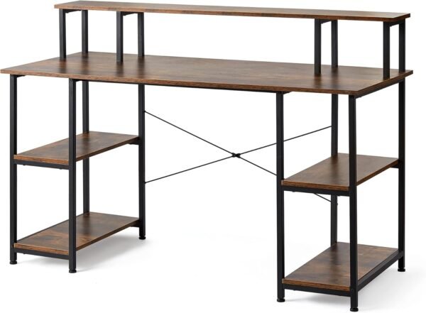 DormCo Suprima® Desk - Dual Monitor Height Organizer - Mahogany