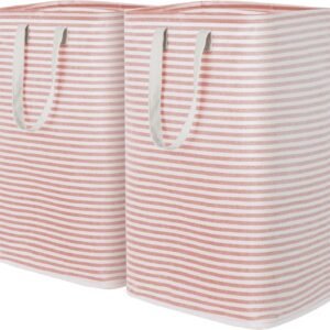 Lifewit 2 Pack Laundry Hamper Large Collapsible Laundry Baskets, Freestanding Waterproof Clothes Hamper with Easy Carry Handles in Laundry Room Bedroom Bathroom College Dorm for Adults, Pink, 2 x 80L