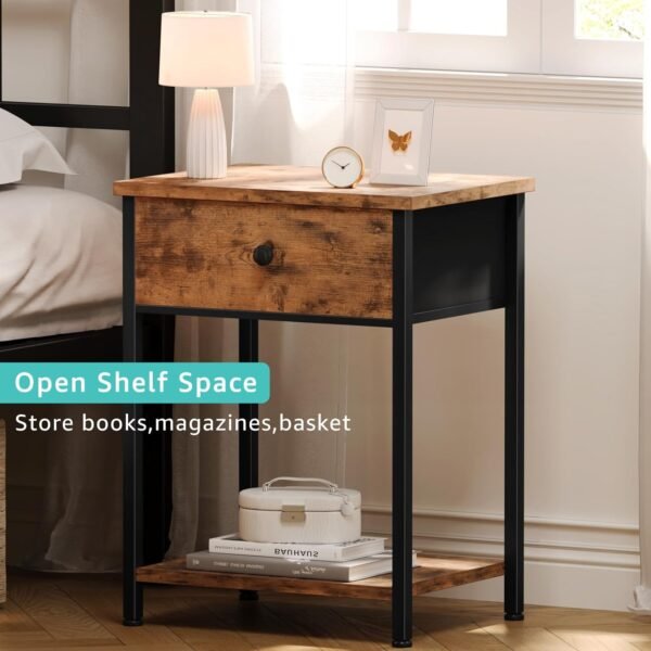 Night Stand Set 2 with Drawers, Nightstand Set of 2,Small Nightstand with Storage Bedside Table for Bedroom, Dorm, Modern End Table - Image 6