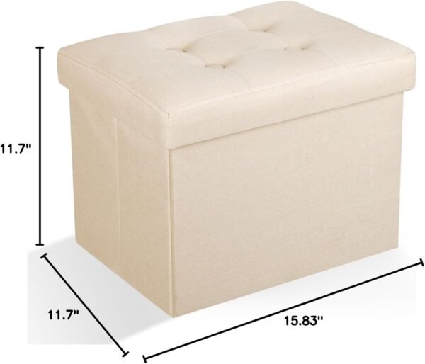 Ottoman - Storage Ottoman Foot Rest Stool, Ottoman with Storage, Foldable Ottoman for Student Dormitory, Living Room, Bedroom and Entryway Item Storage16 X 12 X 12 - Image 3