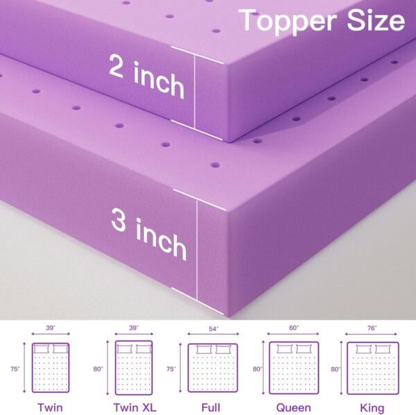 3 Inch Memory Foam Mattress Topper, Cooling Gel Mattress Topper for Full(54"x75") Size Bed, Soft Mattress Topper,Back Pain Pressure Relief, Ventilated, No Flavor, CertiPUR-US Certified - Image 6