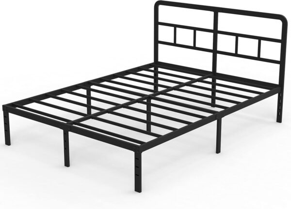 Queen Bed Frame with Headboard, 14 Inch Queen Bed Frame No Box Spring Needed Support Up to 3000 lbs, Noise Free, Easy Assembely, Black - Image 7
