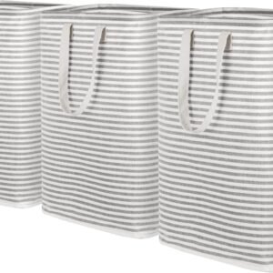 Lifewit 3 Packs Freestanding Laundry Hamper, Collapsible Waterproof Large Laundry Basket with Easy Carry Extended Handles for Clothes, Towels, Grey, 3 x 80L