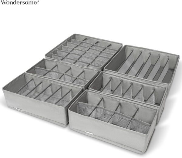 Wondersome Drawer Organizer for Clothes - 6-Pack of Underwear, Sock, Bra, Tie and Clothing Divider - Bedroom Shelf/Cabinet Storage Organization - Foldable Closet and Dresser Fabric Organizing Boxes - Image 2
