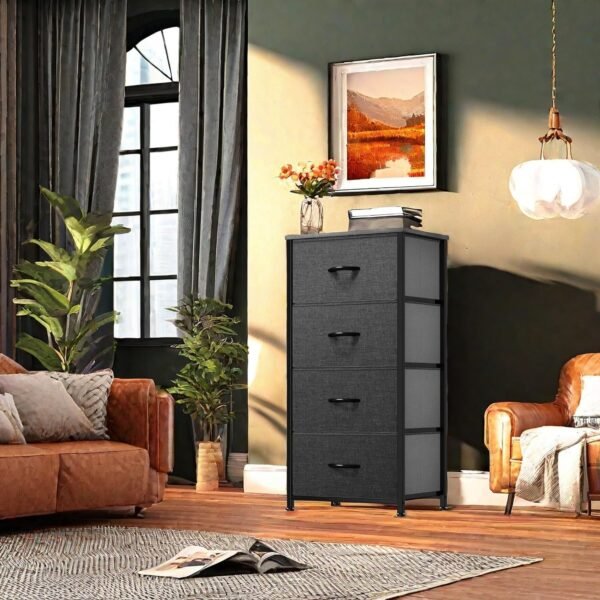 YITAHOME Storage Tower with 4 Drawers - Fabric Dresser, Organizer Unit for Bedroom, Living Room, Closets & Nursery - Sturdy Steel Frame, Easy Pull Fabric Bins & Wooden Top - Image 4