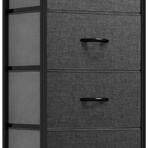 YITAHOME Storage Tower with 4 Drawers – Fabric Dresser, Organizer Unit for Bedroom, Living Room, Closets & Nursery – Sturdy Steel Frame, Easy Pull Fabric Bins & Wooden Top