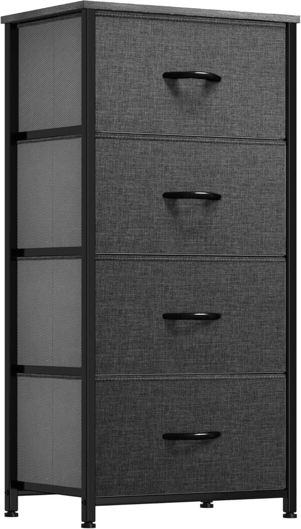 YITAHOME Storage Tower with 4 Drawers - Fabric Dresser, Organizer Unit for Bedroom, Living Room, Closets & Nursery - Sturdy Steel Frame, Easy Pull Fabric Bins & Wooden Top