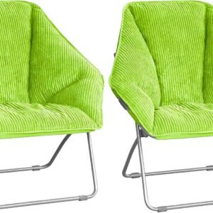 Zenithen Limited Portable Hexagon Folding Metal Framed Chairs, Perfect for Dorm Rooms, Bedrooms, Reading, Studing, Movies Gaming, and Living Rooms, Light Green (Pack of 2)